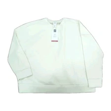 Members Mark Luxe  Crew Sweatshirt Sandwashed Extra soft NWT Cream New