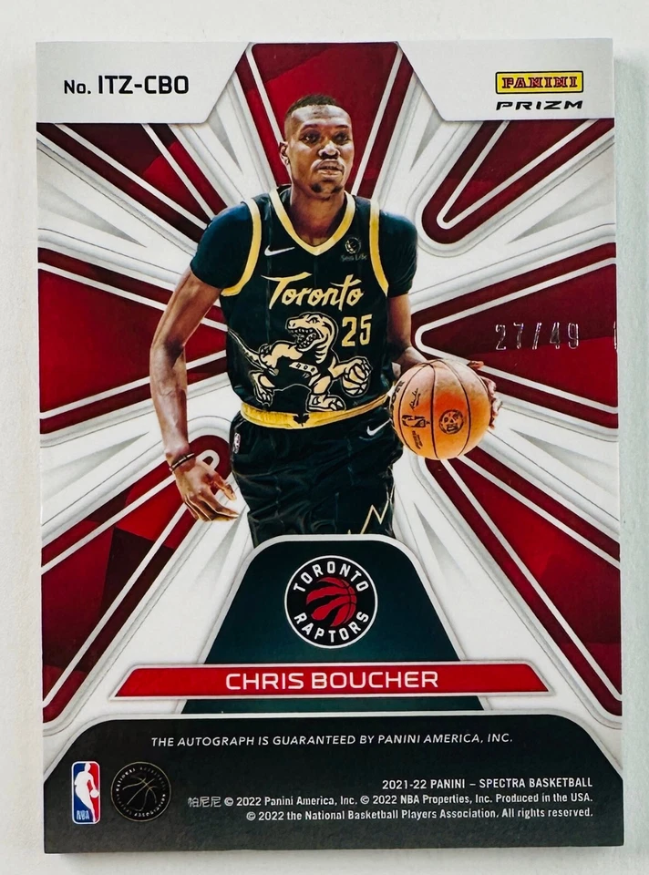 2021-22 Spectra In The Zone Prizm Raptors Chris Boucher On Card Auto #/49 - Image 2 of 2