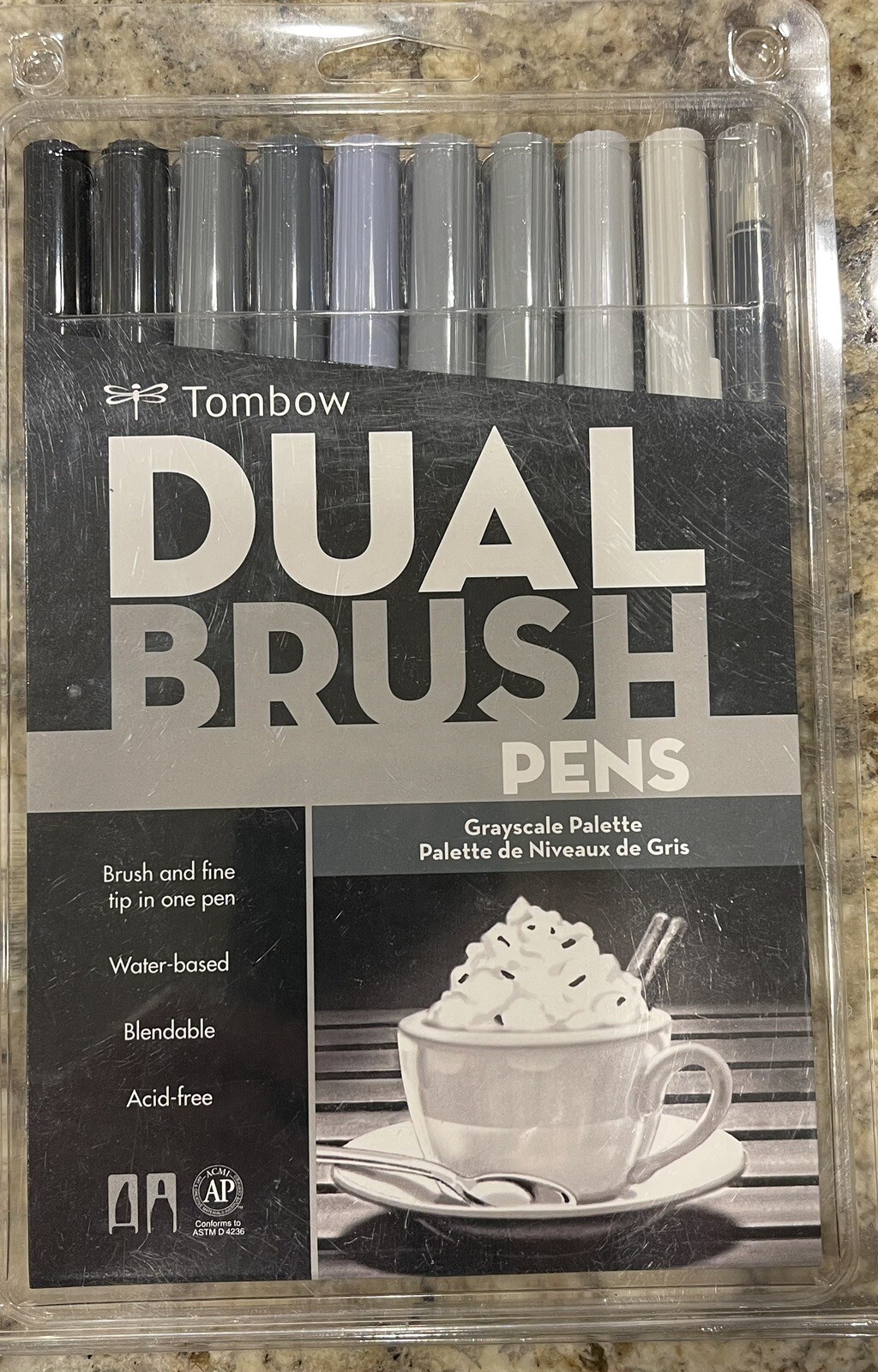Tombow Dual Brush Pens ABT Alcohol-Based Markers Set of 10 in Grayscale Palette