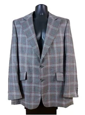 Men’s Wool Men’s Gray Plaid Sporty Blazer 46R