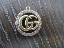 GUCCI 1 ZIPPER PULL CHARM , GOLD tone metal , clear crystals, 17mm LOT 1