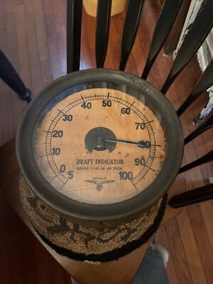 Antique Steam Punk Republic Draft Indicator Steam Gauge 1900s Large 12  X 5 