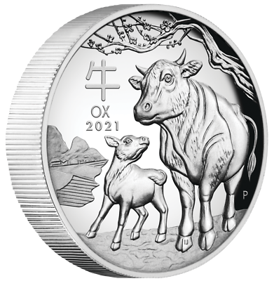 2021 Australia Lunar Year Of The OX High Relief 1oz Silver Coin