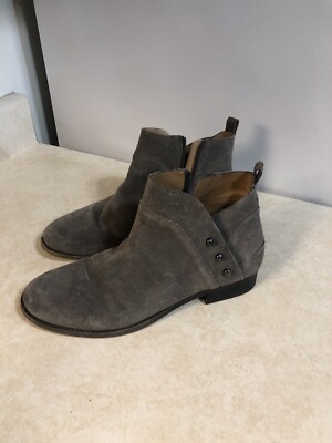 Franco Sarto Kelton Women's Ankle Boot Grey Leather Suede Silver Studded Size 8