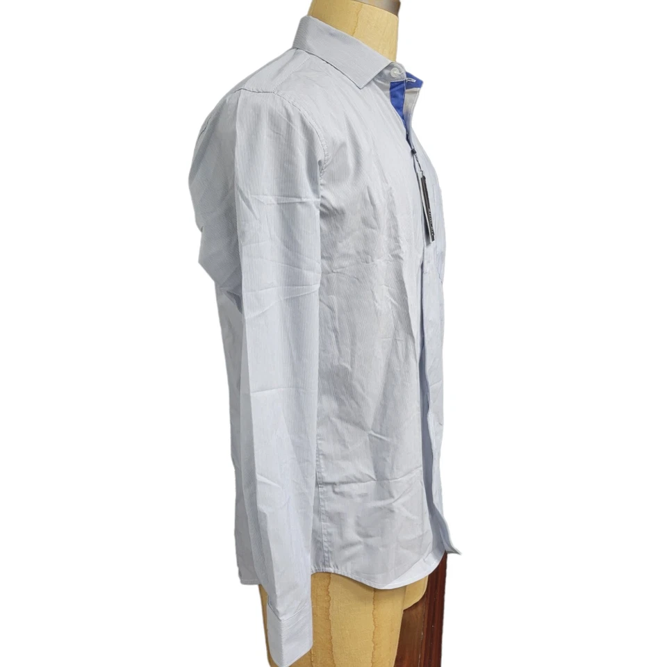 Men's Galaxy By Harvic Long Sleeve Slim Fit Stripped Shirt.  Medium.  NWT $58 - Image 3 of 4