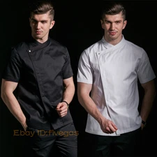 Men Women Chef Workwear Breathable Kitchen Short Sleeved Chef Coat Jacket S-3XL