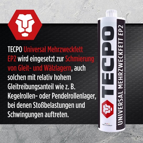 5x TECPO UNIVERSAL MEHRZWECKFETT 500g EP2 LITHIUM FETT SCHMIERFETT FETTPRESSE - Bild 5 von 5