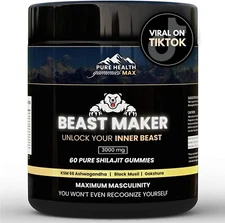 PURE HEALTH MAX Beast Maker - Pure Shilajit Gummies for Men | Natural 60 Gummies