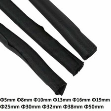 Black 5-50mm Open Self-Roll Braided Cable Sleeving Auto Wire Harnessing -Sheath