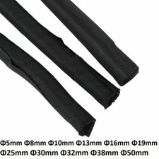 Black Φ5-50mm Open Self-Roll Braided Cable Sleeving Auto Wire Harnessing -Sheath
