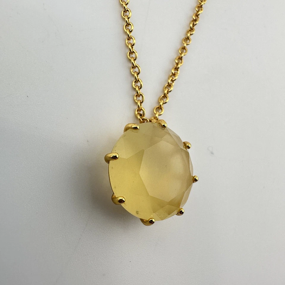 Ожерелье кулон 28 дюймов Les Néréides La Diamantine 14K GP ограненное вручную желтое стекло - Изображение 4 из 4