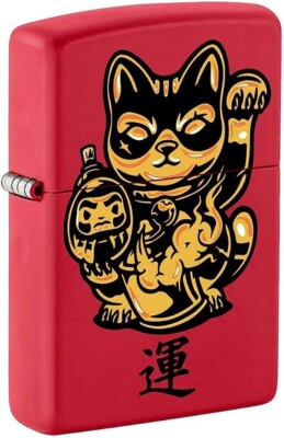 Zippo 08266 Lucky Cat Maneki Neko Red Matte Lighter | eBay