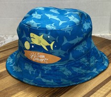 TODDLER SIZE SUN SMART AQUA LEISURE BUCKET HAT OSFM SHARK THEME VGC O8