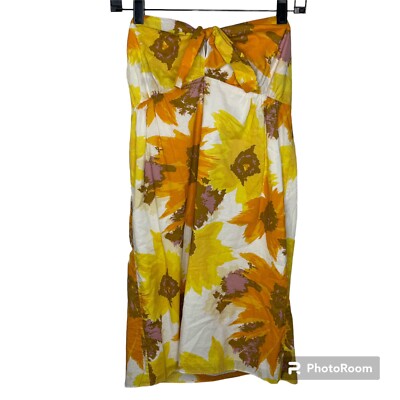 J. Crew Dress Women's Size S Mini Strapless Brown Orange Gold Floral Lined Boho