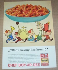1964 print ad-Chef Boy-Ar-Dee Beefaroni cute kid cartoon art artwork Advertising