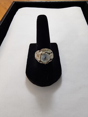 Handgefertigter Federring 14kt Weißgold und Weißtopas