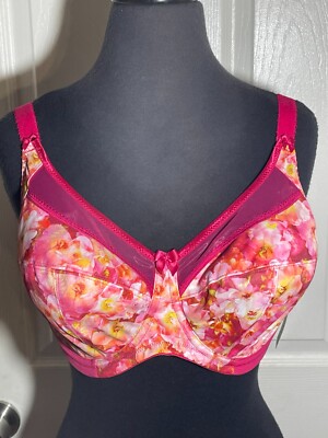 Goddess Kayla 34L Banded Underwire Bra Unlined Pink Floral GD6162HFL NWT