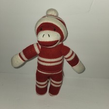 Sock Monkey Dan Dee Collectors Choice Red White Striped Plush Stuffed Animal 10"