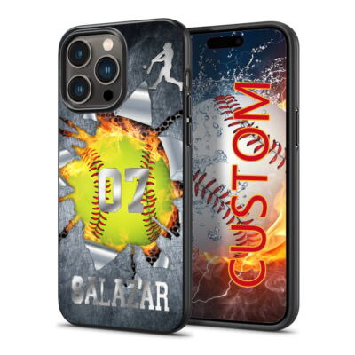 Vintage Metal Textured Softball Custom Phone Cases for iPhone Samsung Moto Pixel