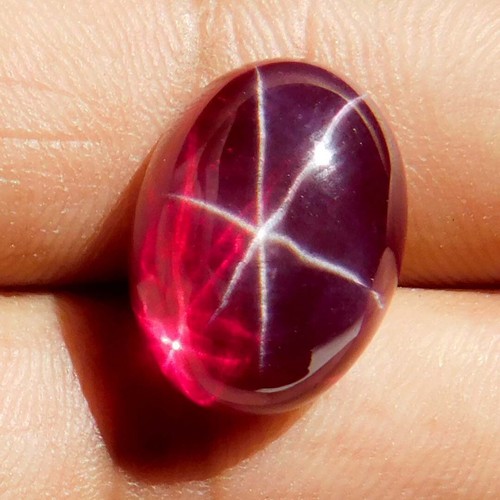 18.25Cts. Natural Red Ruby Star 6 Rays Oval Cabochon Loose Gemstone For ...