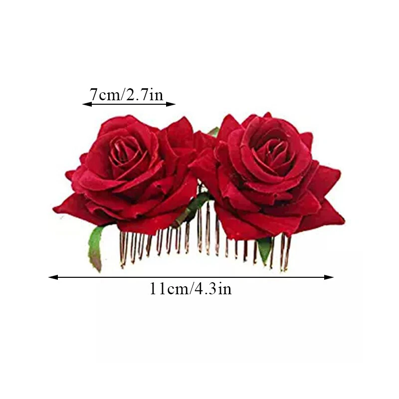 Hair Accessories Artificial Rose Flower Hair Clip Double Floral Hair Comb New ∂ - Image 4 of 4