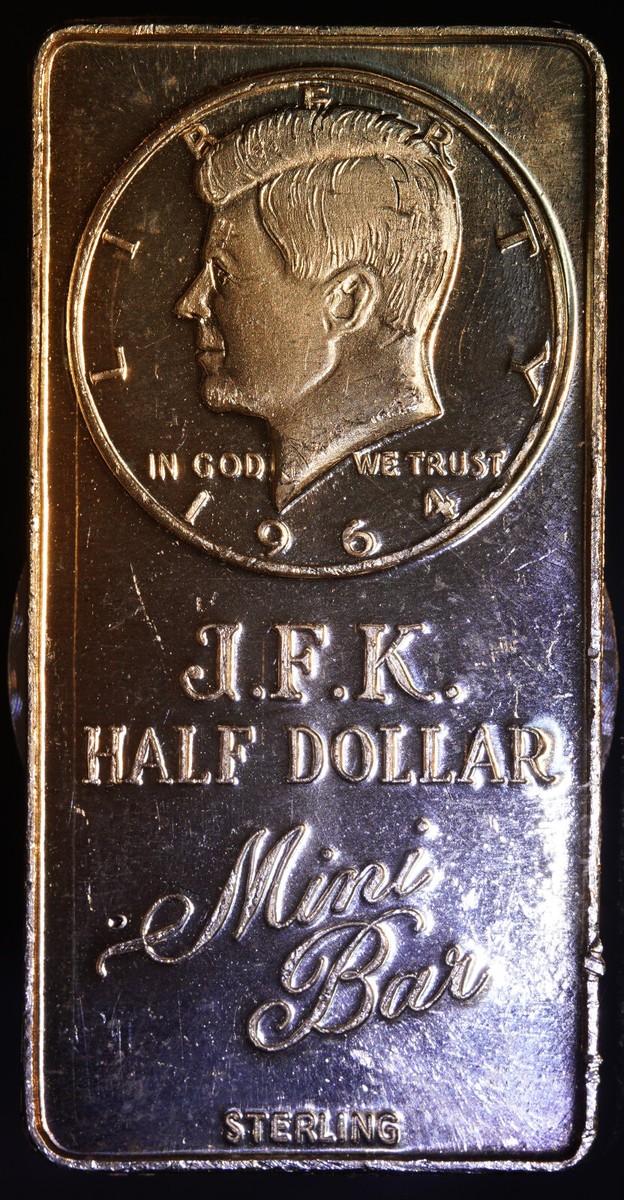 1964 President John F Kennedy HALF DOLLAR 925 Silver Mini Bar