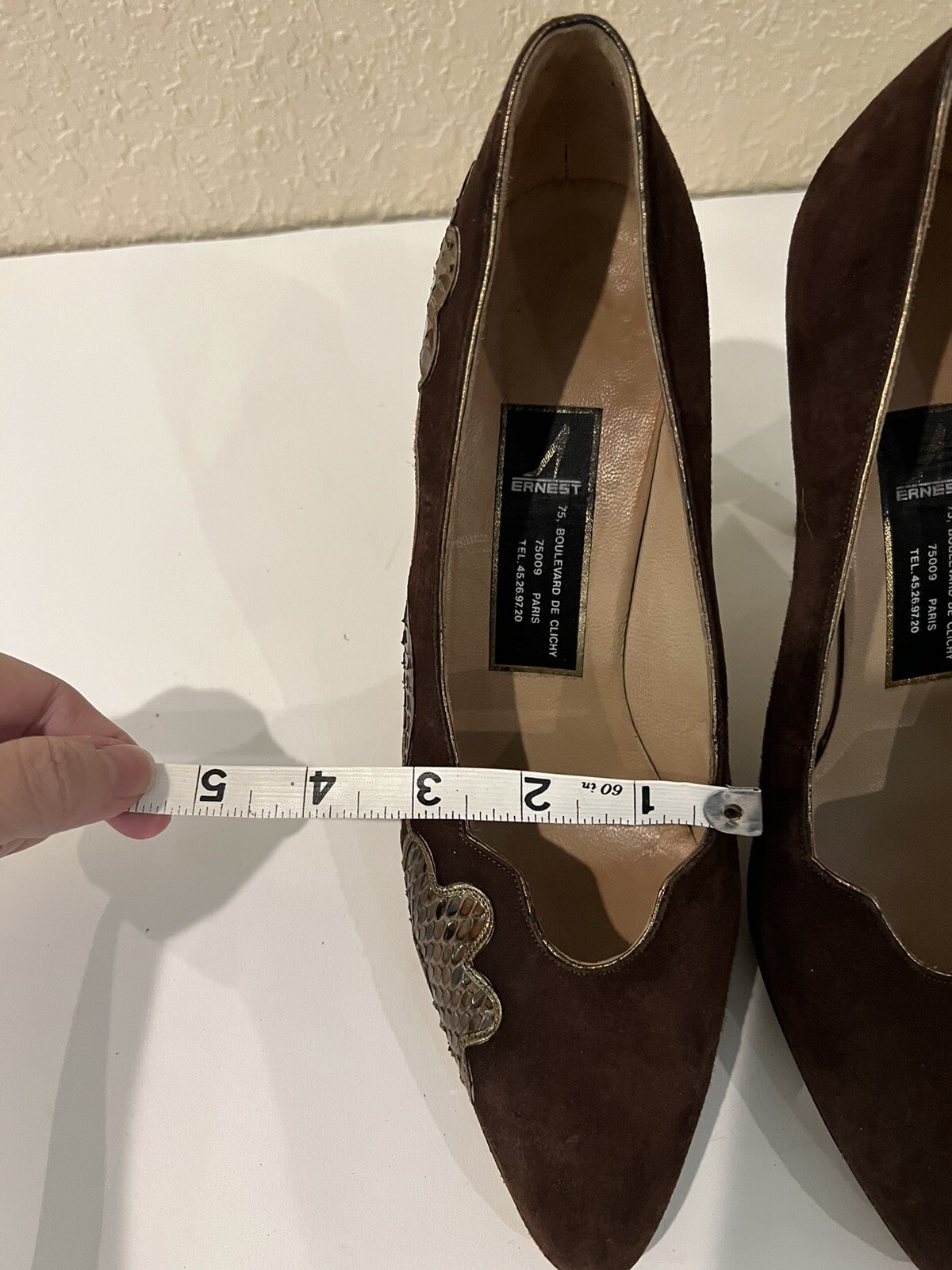 Ernest Brown Suede Patchwork Flower Snakeskin Sty… - image 9