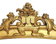 1880's French Figural Lion Paw Flower Gilt Wood Cornice Valance Header 47"