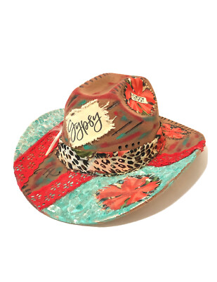 Tazzle s 1of1 Womens Custom Western Cowboy Hat-Brown. Gypsy, W/ Feather, & Band.