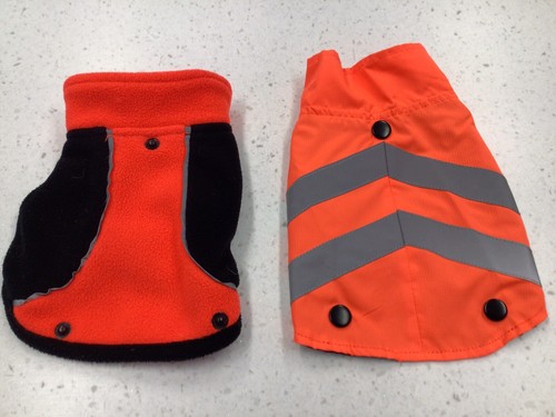 TOP PAW OUTDOOR 2 IN 1 XSMALL JACKET SET FOR TINY DOG REFLECTIVE STRIPES EUC