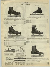 1929 PAPER AD CCM Cyco Hockey Ice Skates Racer Wan Gard Sticks Horse Shoes Game