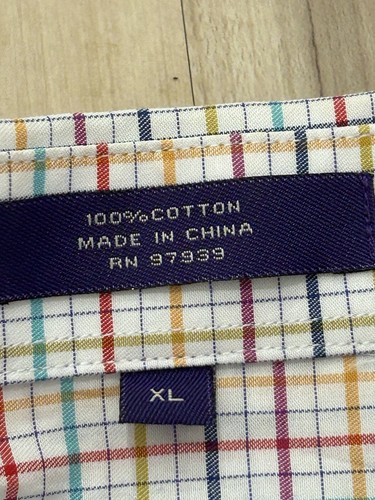 Alan Flusser Multicolor Mens Long Sleeve Button Up Plaid Shirt Sz XL 100% Cotton - Picture 7 of 9