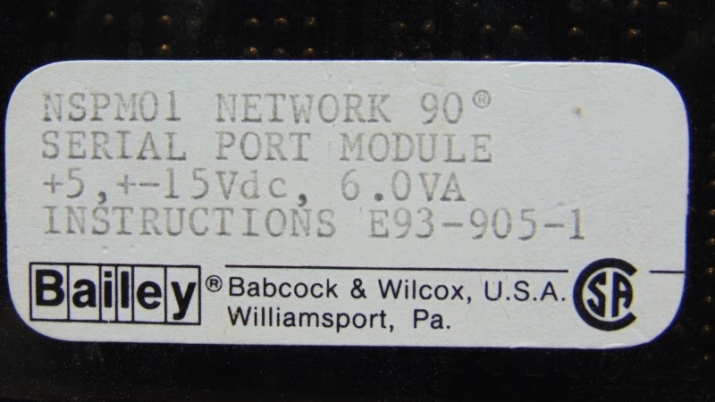 USED Bailey Controls NSPMO1 Network 90 Serial Port Module  - Image 4 of 4