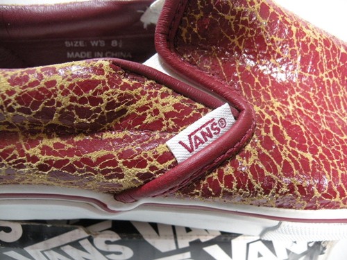 VANS CLASSIC SLIP-ON LEDER SNEAKER SPORT DAMEN SCHUHE WEINROT/HELLBRAUN GR. 8,5 NEU - Bild 5 von 5