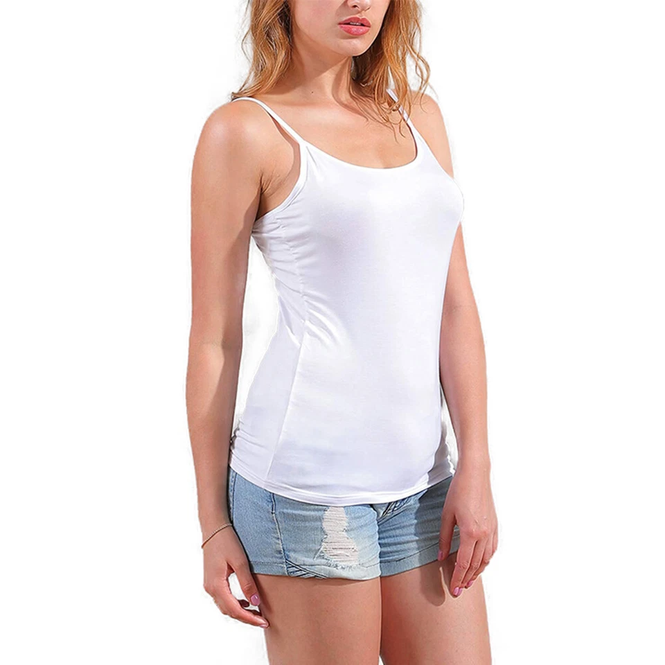 Mujeres Camisola Cami Con Sujetador Push Up Acolchado Incorporado Chaleco Compresión Camisetas sin Mangas Foto 4 de 4