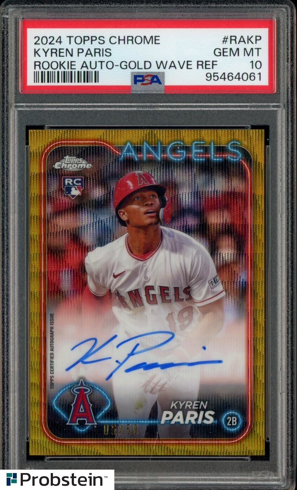 2024 Topps Chrome Gold Wave Kyren Paris Angels RC Rookie AUTO /50 