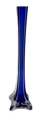 Beautiful Murano Style Cobalt Blue 11.75 Tall Skinny Glass Bud Vase PO