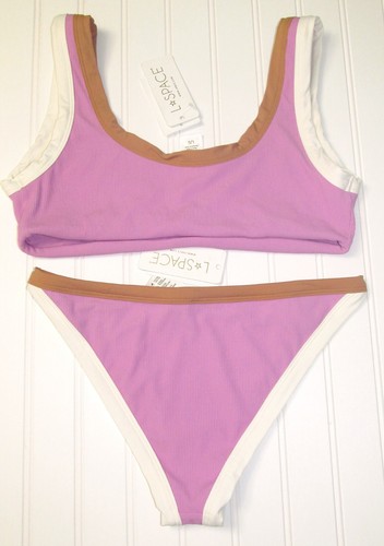 New L Space Lala 2 Piece Bikini Top & Bottom Pink Rosebud Womens Size Large - Picture 5 of 5