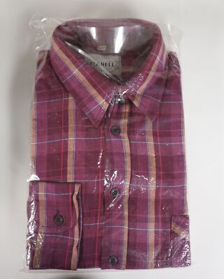 Elegant flannel style men's shirt purple check size 41/42 100% cotton with original packaging