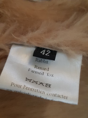 YVES SALOMON WOMENS RABBIT FUR COAT SIZE 42 WITH FOX COLLAR - Picture 7 of 7
