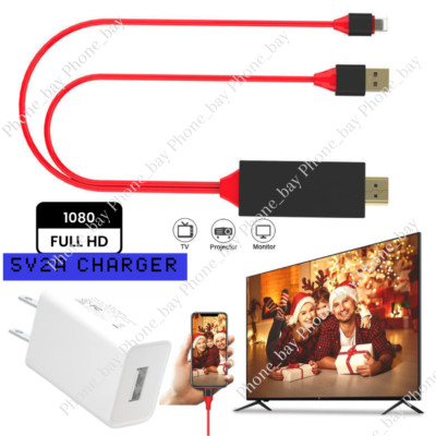 For iPhone 14 13 12 11 6 7 8 HDMI Mirroring Cable Phone to TV HDTV Adapter 1080P