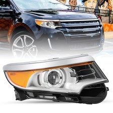HID Xenon Headlight Assembly w o Blubs for 2011-2014 Ford Edge Chrome Housing