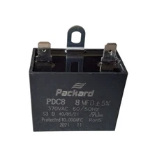 Packard PDC8 HVAC Dry Motor Run Capacitor. 8 MFD/UF 370 Volts