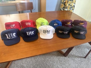 Lot of Vintage Miller Lite Beer Hats Caps Trucker Advertising Snapback Brew Bar