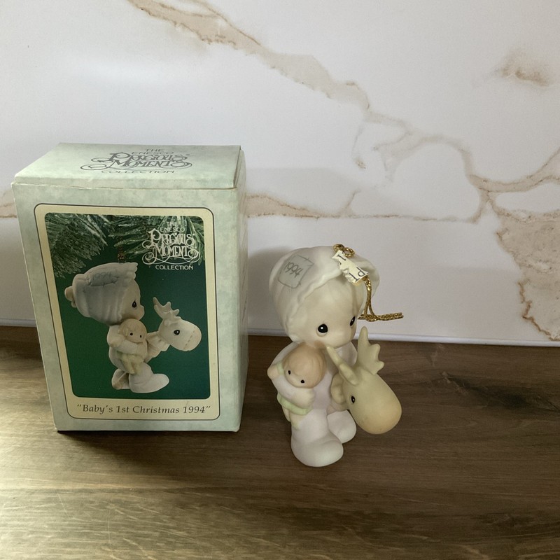 1994 Precious Moments Baby's First Christmas Girl Ornament with Box #350255