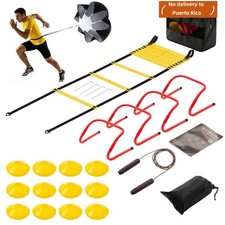 Agility Ladder Training Set with Speed Parachute, Hurdles, Cones, Jump Rope new