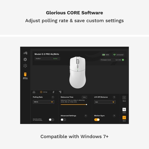 Glorious Model O 2 PRO Wireless - 4K/8K Polling Wired/Wireless Gaming Mouse Whit - Afbeelding 9 van 9