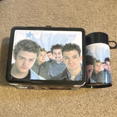 N Sync Tin Lunch Box w/ Matching Thermos Drink Container, Black