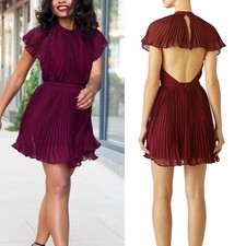 Keepsake New w $170 Tags Women’s Burgundy Red Short Sleeve Dress size Medium