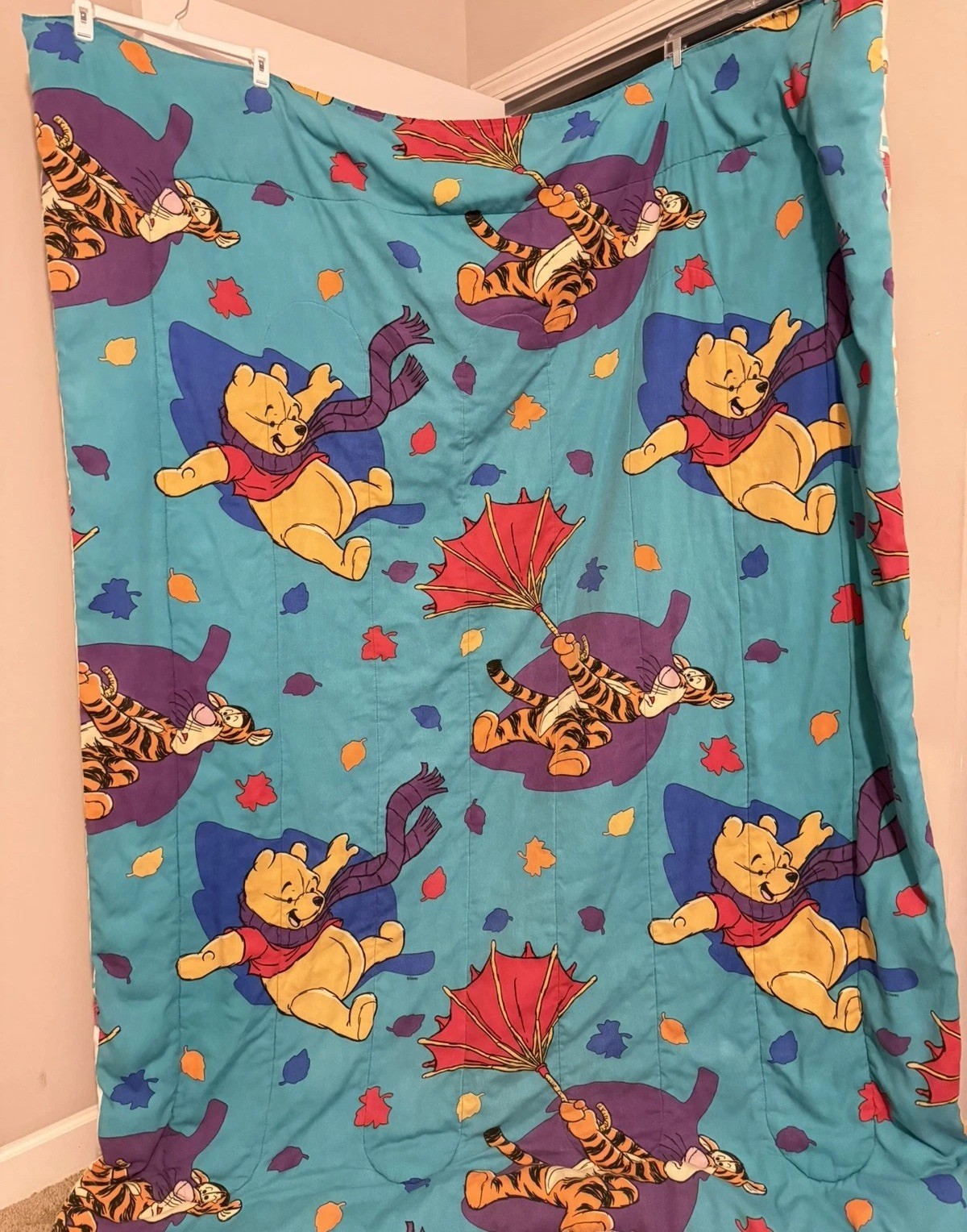 Vintage 90s Disney Winnie the Pooh Tigger Twin Comforter Blanket Reversible